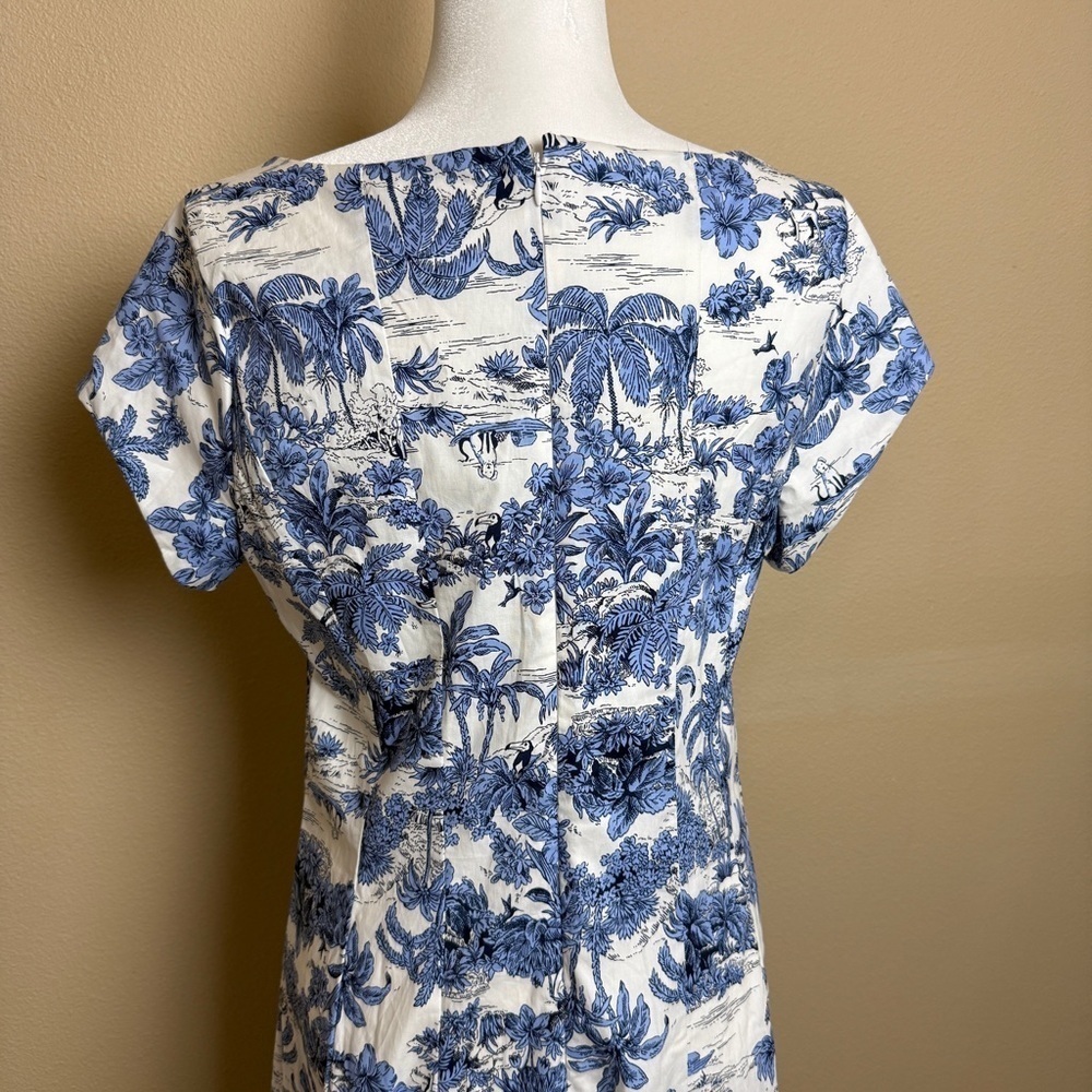 Joie Blue and White Floral Toile Printed Size 10 Midi Dress - Picture 9 of 12